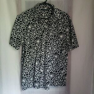 Perry Ellis Abstract Button-Front Shirt Short Sleeve Men's Size XL